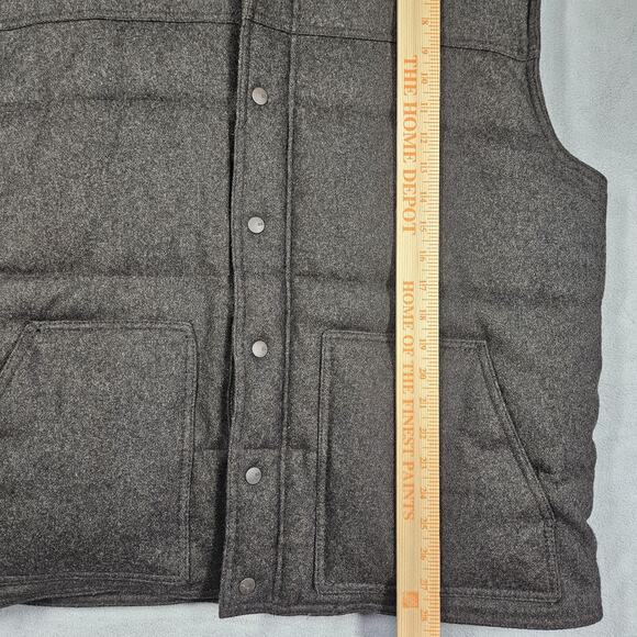 Y2K Old Navy Puffer Vest Mens XL Wool Blend Dark Brown Zip Snap Outdoor Prep - Picture 11 of 11
